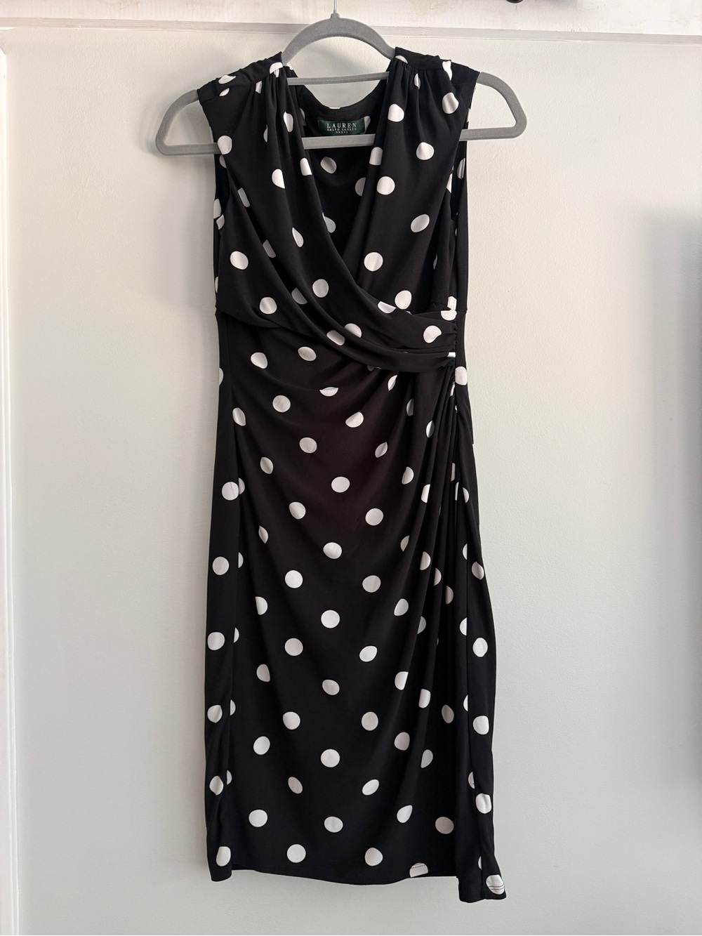 Lauren Ralph Lauren Polka Dot Ruched Sheath Dress